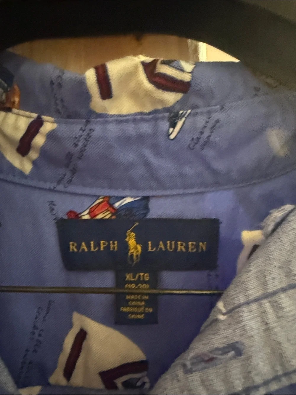 Ralph Lauren Blue Novelty Print Button-Down Shirt
